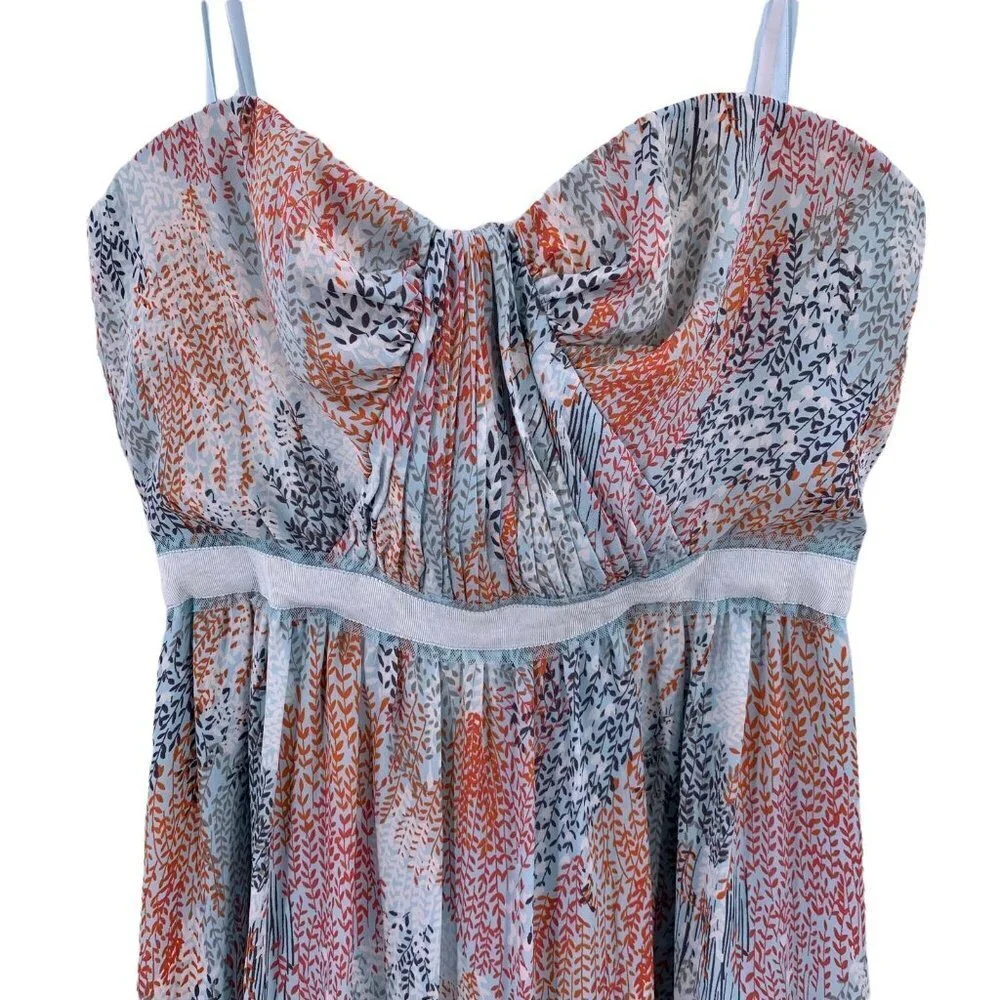 Bcbgmaxazria AMBER Blue Print Chiffon Strapless Gown Size 8 Prom